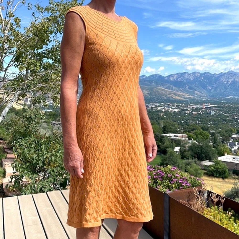 Hand dyed sand stone cotton “Soft Whispers” knit dress. New with tags!